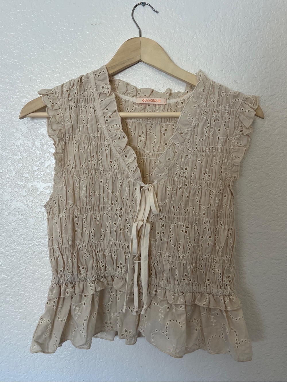 OLIVACEOUS - Smocked Ruffle Hem Top - Picture 3 of 7